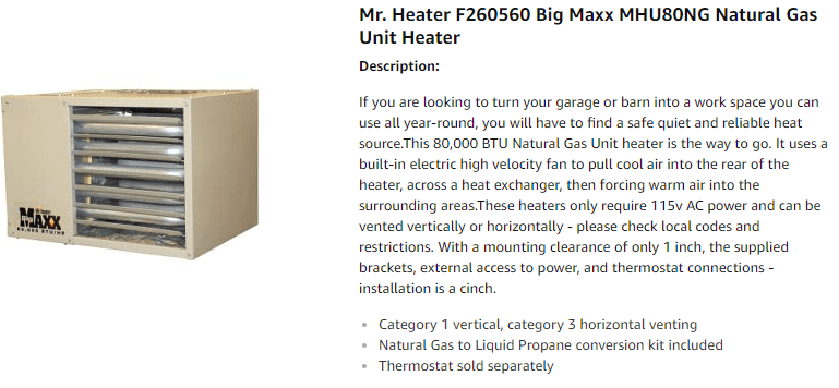Natural Gas Unit Heater