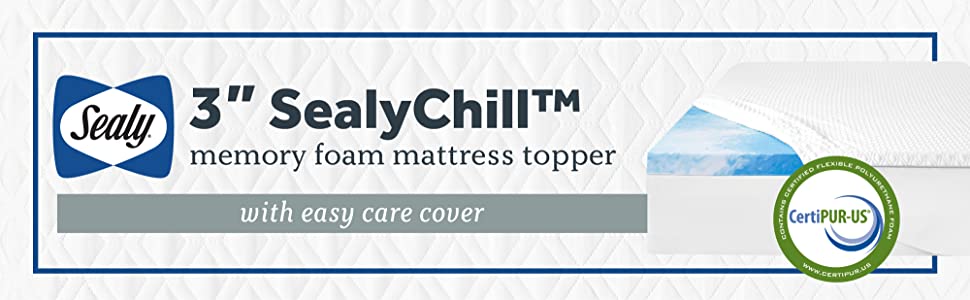 Sealy 3 SealyChill Gel Memory Foam Mattress Topper