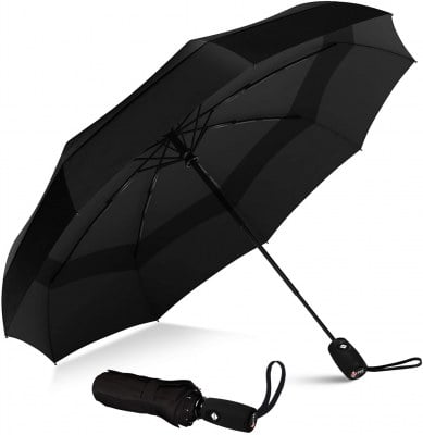 repel windproof double vented travel umbrella with teflon coating