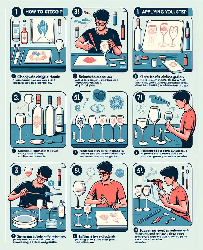 Infographic on how to personalize wine glasses step by step.